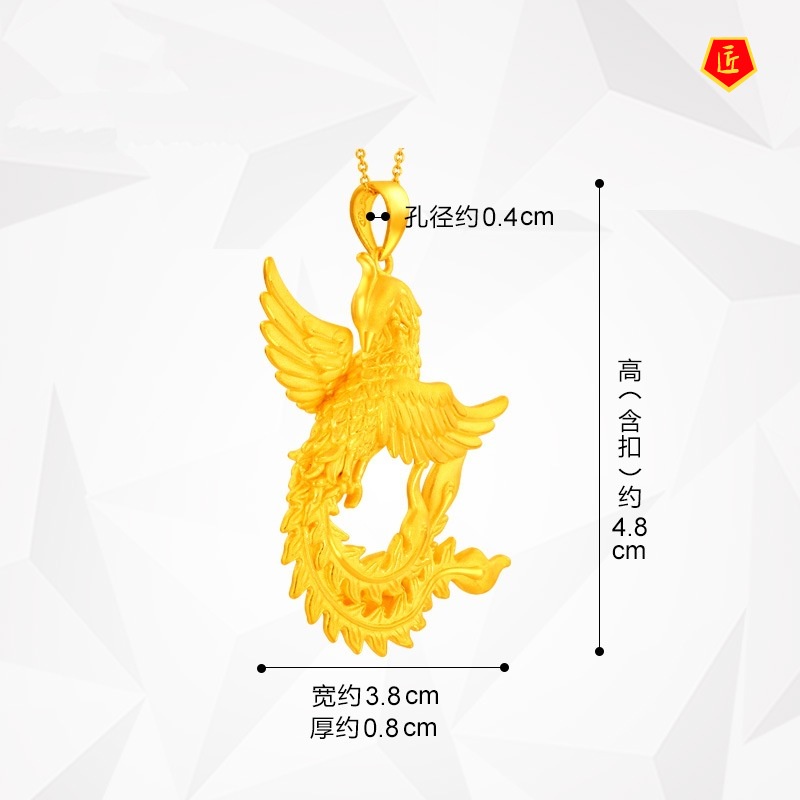 [Ready Stock]3D Golden Flying Phoenix Necklace Noble Temperament