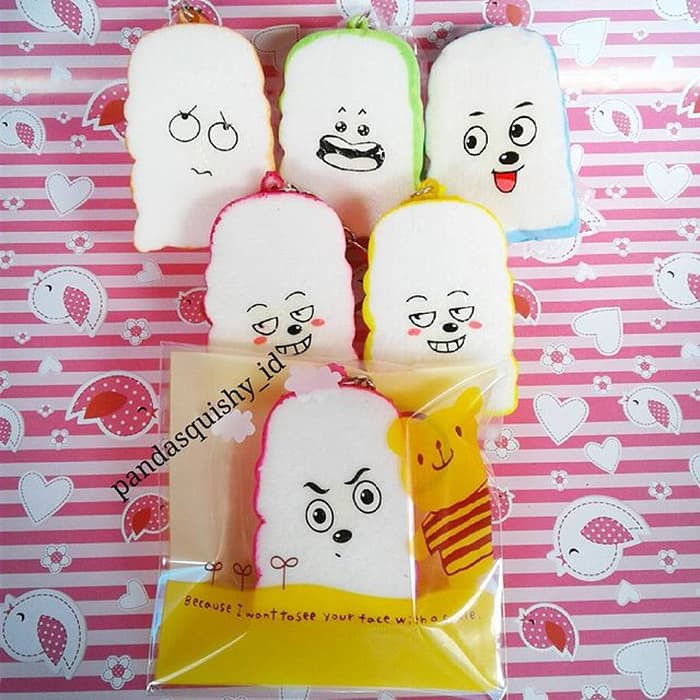 Termurah Squishy Mini Silly Emoticon Toast - Squishy Roti Mini Slow