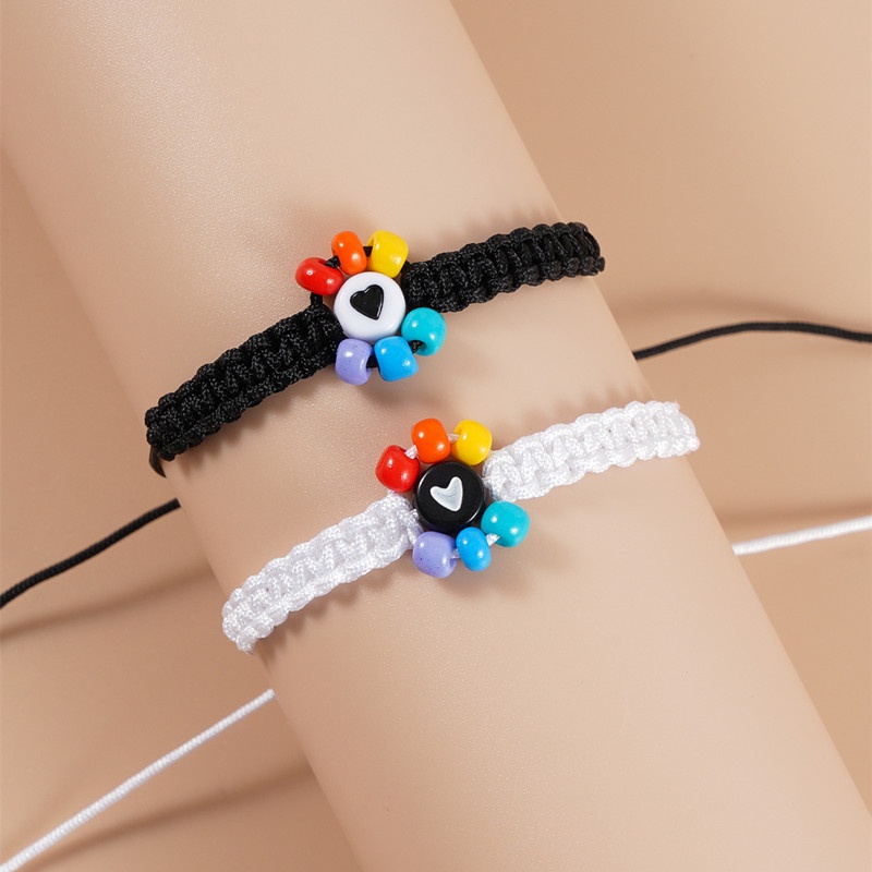 2pcs / set Gelang Tangan + Kalung Rantai adjustable Motif Kupu-Kupu + Bunga + Pelangi Untuk Pasangan / Pria / Wanita