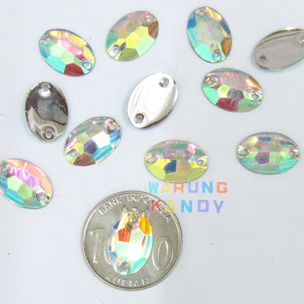 Diamon Resin Oval 17X24 Putih AB PAK 300pc