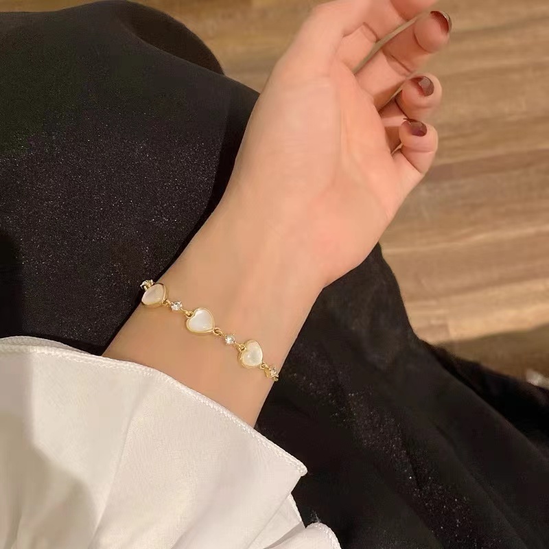 Gelang Kristal Bentuk Bunga Opal Warna Emas Gaya Korea Untuk Pengantin Wanita