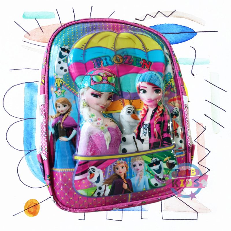 Tas Anak Perempuan Laki Laki Ransel Led Karakter Kartun Gambar Timbul 3D Cowok Cewek Unicorn Cars frozen Among us