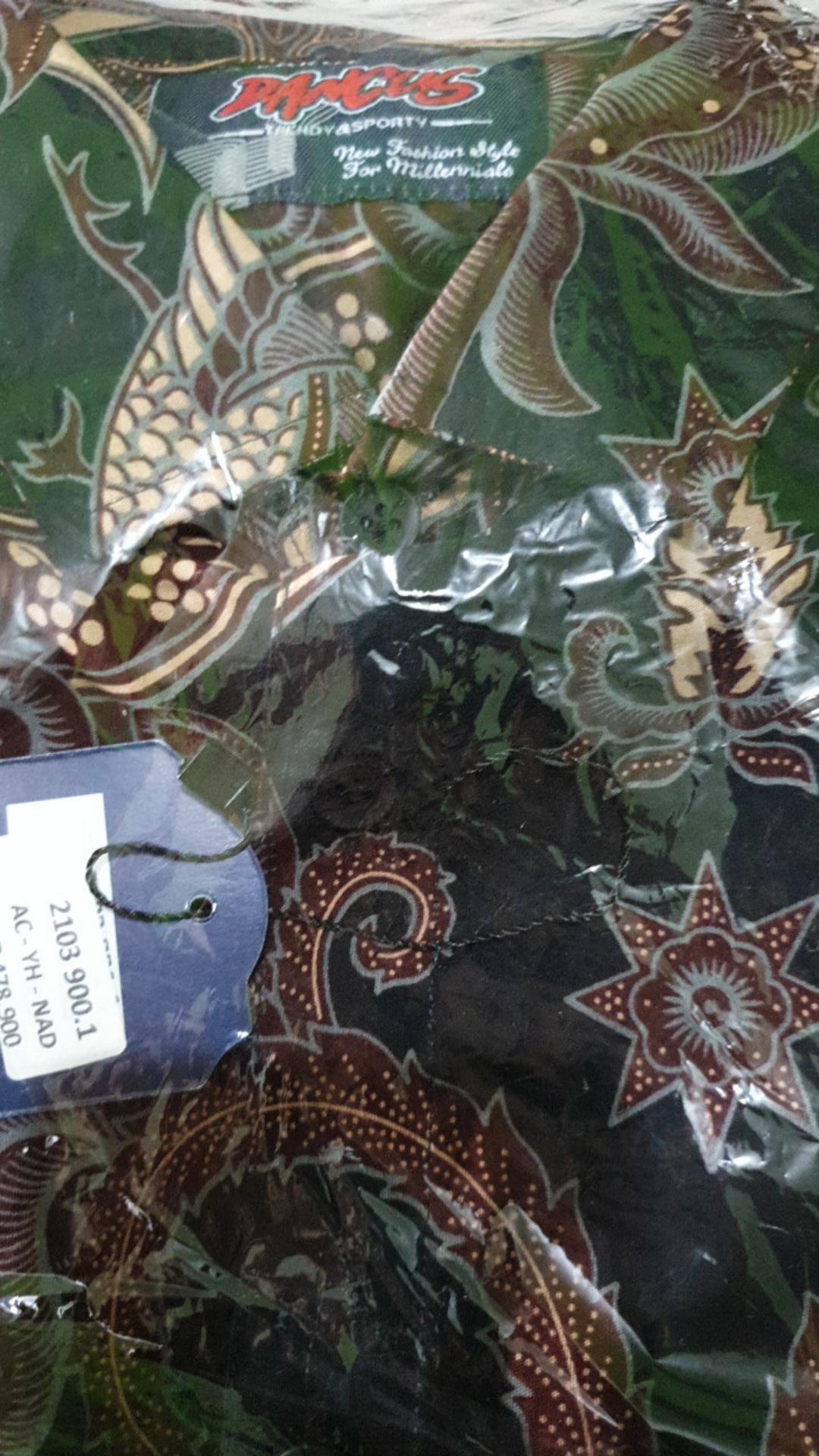 Kemeja Batik Pria Atasan Batik Modern Lengan Panjang Merah Maroon