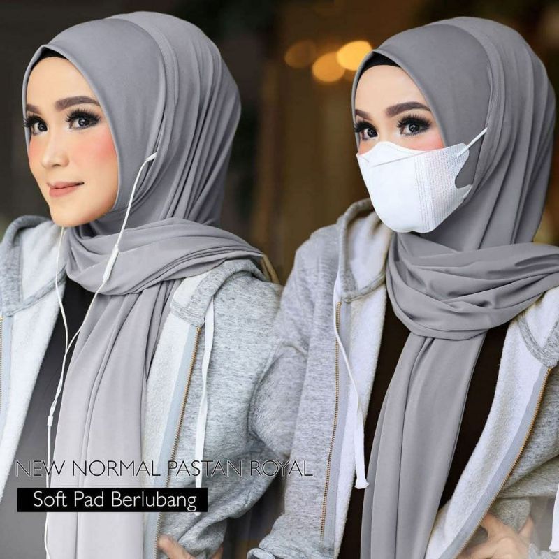 Pashmina Instan Royal New Normal Variasi Lubang Telinga / Jilbab Instan / Pasmina Masker jilbab
