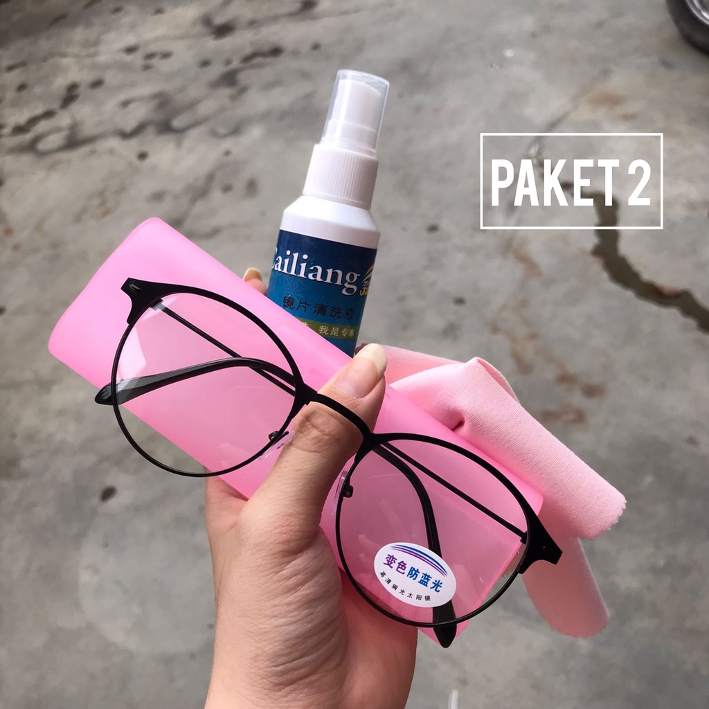 [littlecrab] Kacamata Photocromic Korea Anti Radiasi Kacamata Hitam Anti UV 2 in 1 Kacamata Pria dan Wanita-8