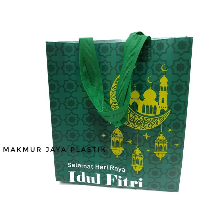 

GENARIS TAS LEBARAN JUMBO Isi 10Pcs SPUNBOND LAMINASI BINGKISAN PARCEL THR IDULFITRI HIJAU THR