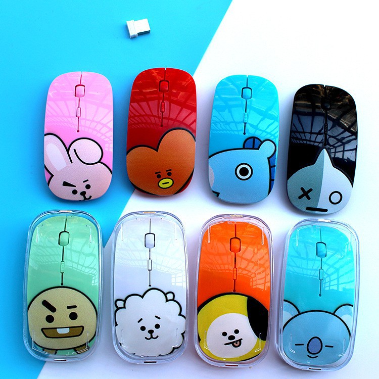 KPOP BTS bt21 Mouse Wireless Gambar Kartun untuk Notebook ...