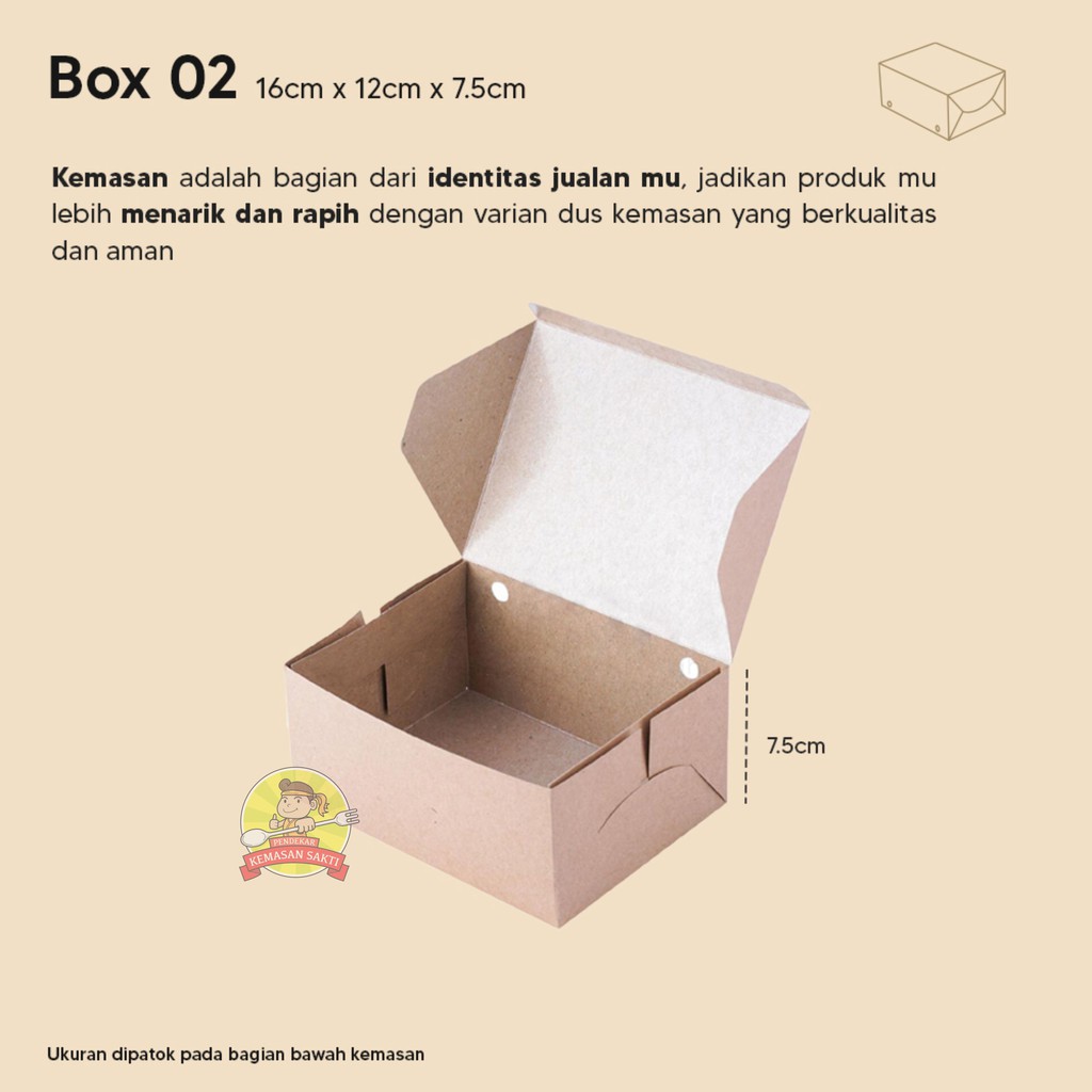 

RN Box Kraft Snack 16 x 12 LAMINASI / Dus Snack / Kotak Makan Take Away
