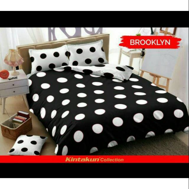 Sprei/Seprai Kintakun Black white/Hitam putih/Polkadot/BROOKLYN single size:120x200cm