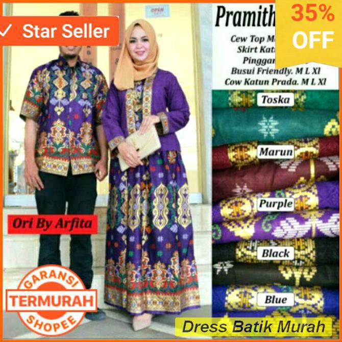 Promo Batik Couple Kanaya Sarimbit Modern Kebaya Klok Embos Payung Syarii Muslim Solo Pramitha Cp