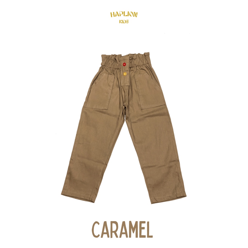 Celana Panjang Anak Perempuan Hi Waist  1 - 6 Tahun Chinos Loona Pocket Pants Series | Haplion Kidswear