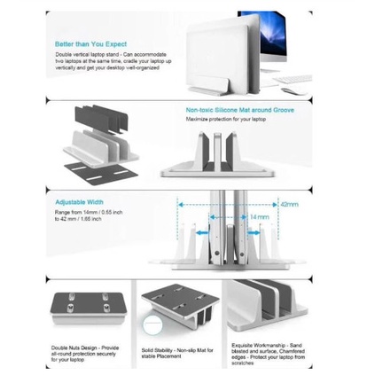 Laptop Stand Holder Bracket 3 in1 Vertical Dudukan Laptop Tablet Mac