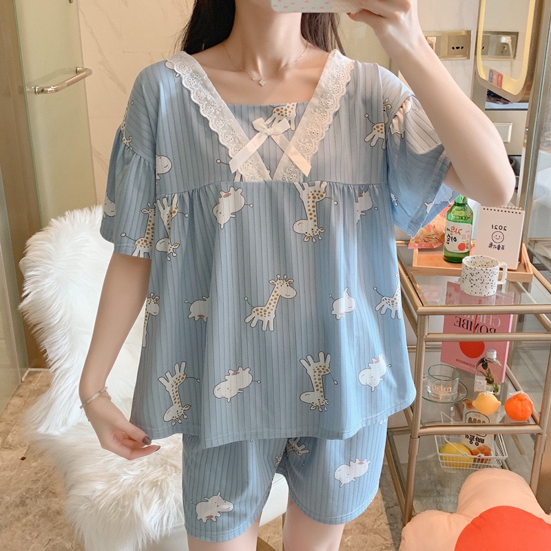 Baju Tidur Piyama Import Korea Motif Kartun Lucu Baju tidur wanita Celana pendek