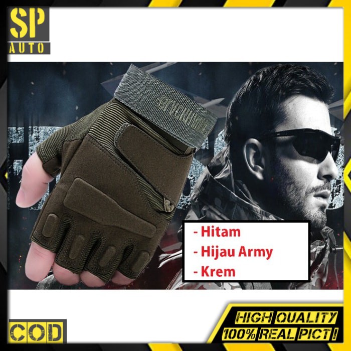 Sarung Tangan Motor Pria Tactical Touring Airsoft Military Blackhawk Army - Half SH 08