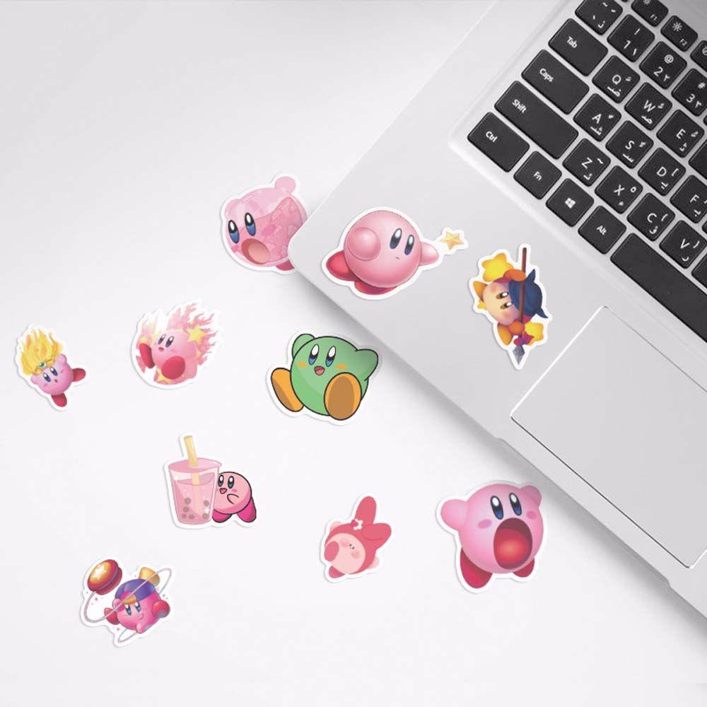 Lanfy Koper Gitar Bintang Kirby 50pcs/pack Graffiti Stiker Alat Tulis Stiker Kirby Untuk Koper Laptop Fans Koleksi Hadiah Anime Stiker