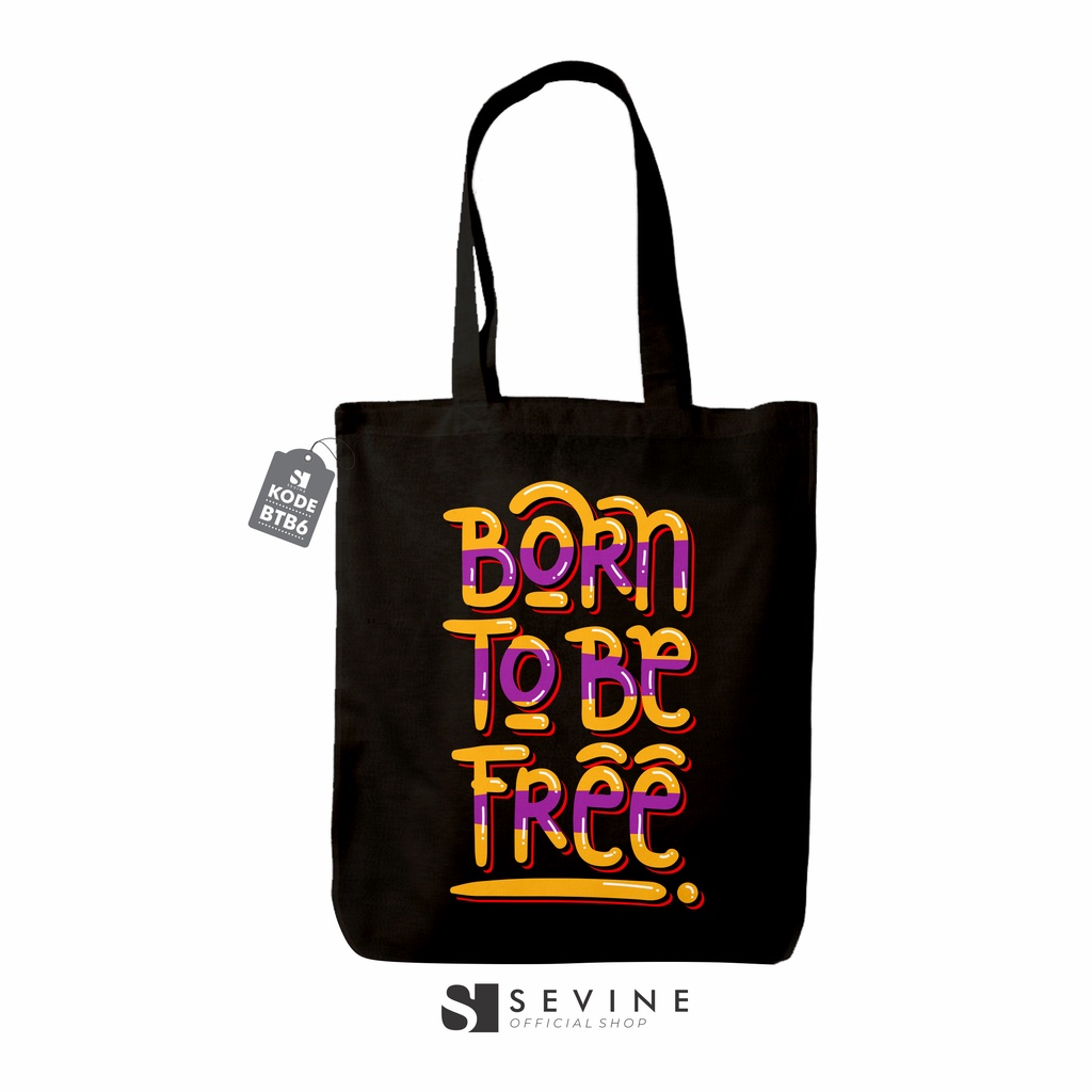 Sevine Totebag Tas Wanita Tote Bag Resleting Quote Black Series - BTB6