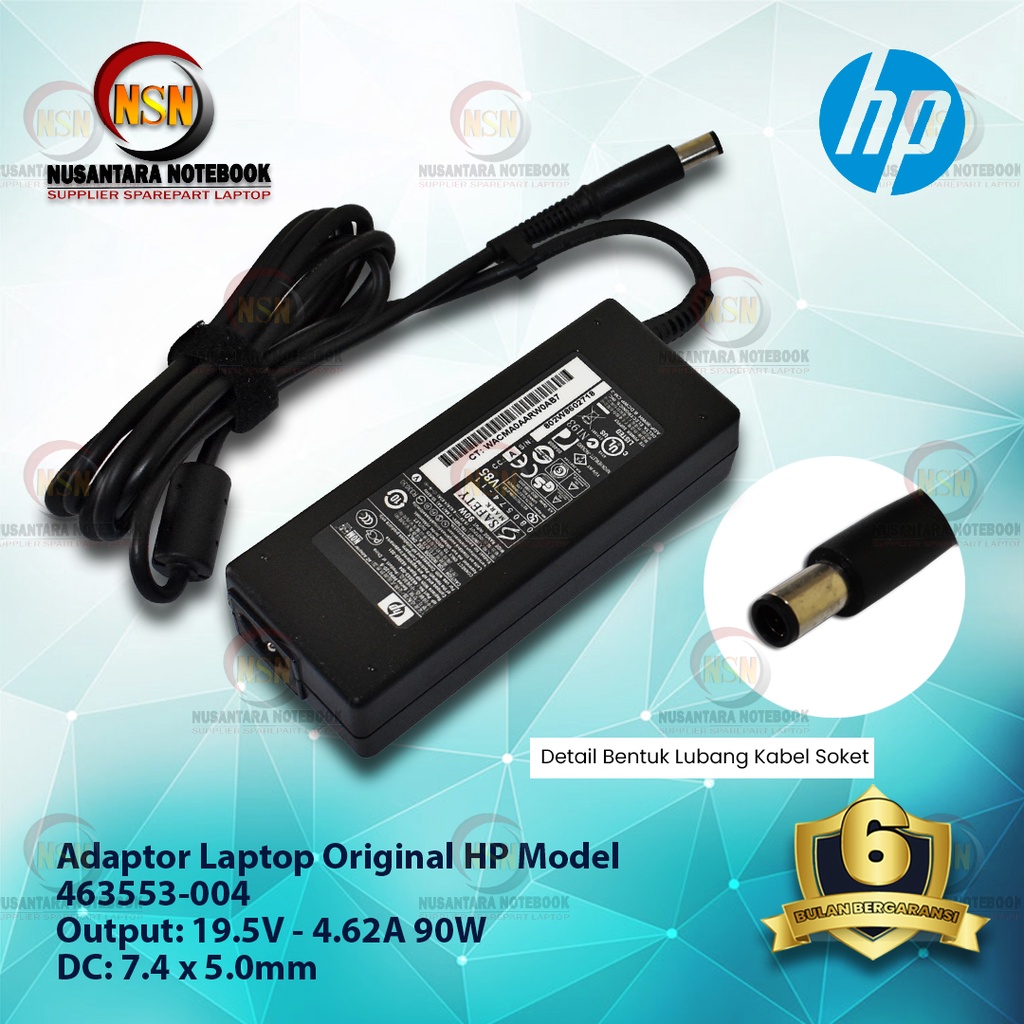 Adaptor Charger HP Original 19.5V-4.62A 90W DC 7.4 X 5.0mm