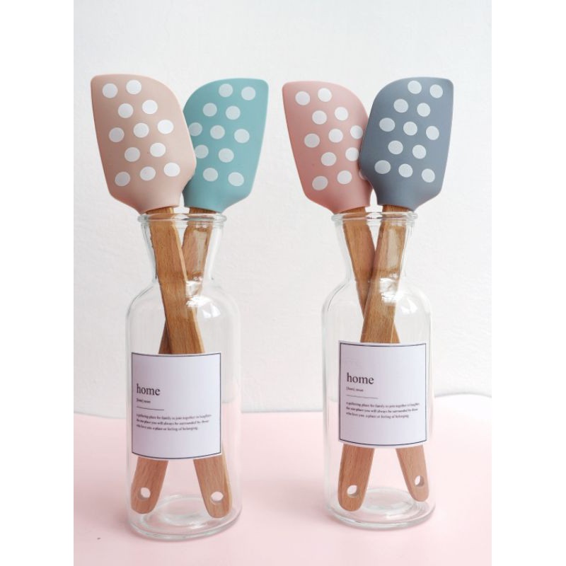 spatula silicone anti panas polkadot/ Sutil silikon/ alat masak