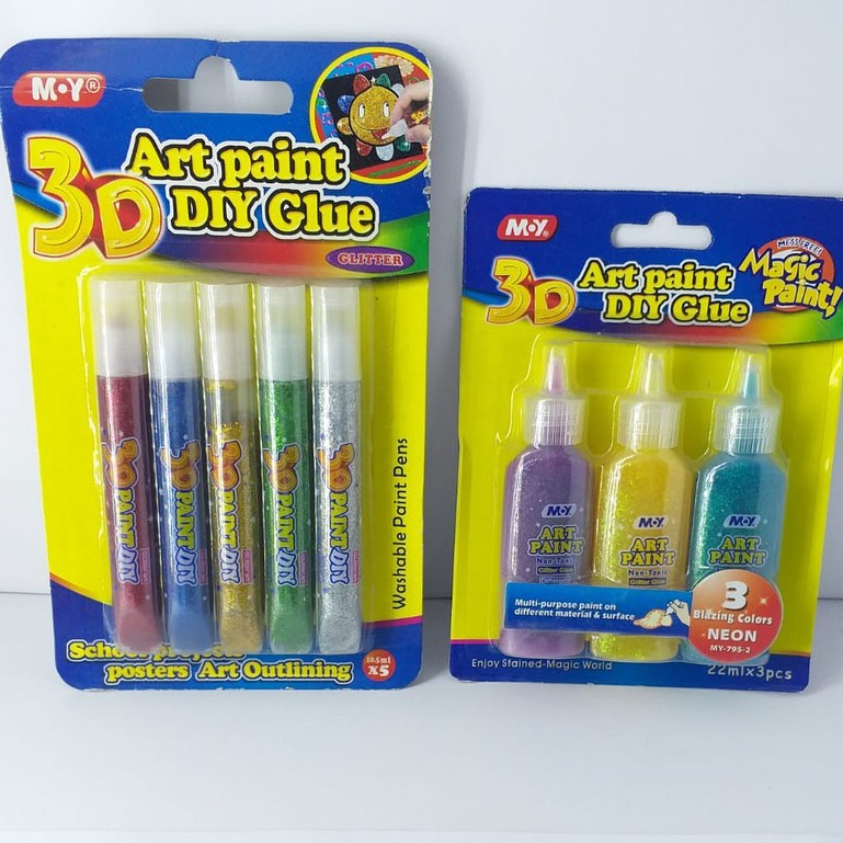 

ASSESORIES/LEM GLITTER GLUE NEON 3D MY-795 22 ML (3 WARNA)/MY790 10,5 ML MOY (5 WARNA)