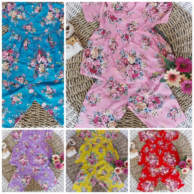 [PUSAT KULAKAN] AMEENA SET ANAK RAYON FLOWERY UNTUK USIA BAYI - 5 TAHUN