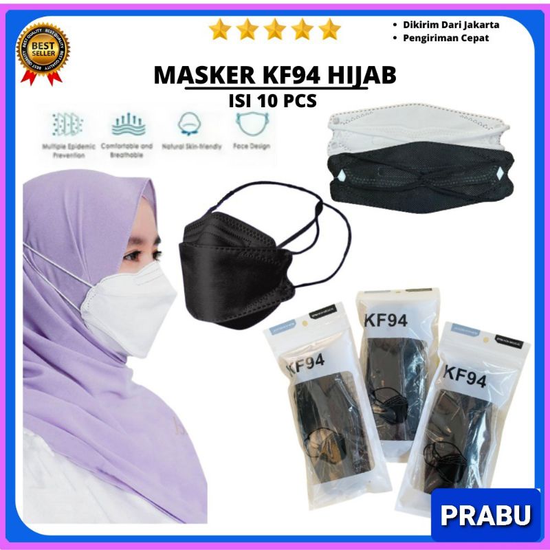 Masker KF 94 Headloop Hijab Masker  kualitas Premium Import isi 10 pc