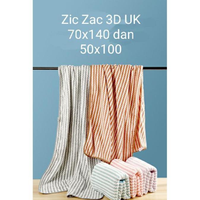 Handuk Mandi Dewasa Towel Joy Life Joy Natural Uk 70X140 Cm Zigzag - Toska