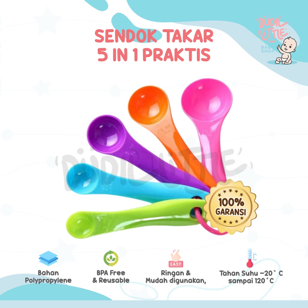 SENDOK TAKAR SET ISI 5 PCS SENDOK DAPUR SENDOK  DENGAN 5 UKURAN DAN 5 WARNA