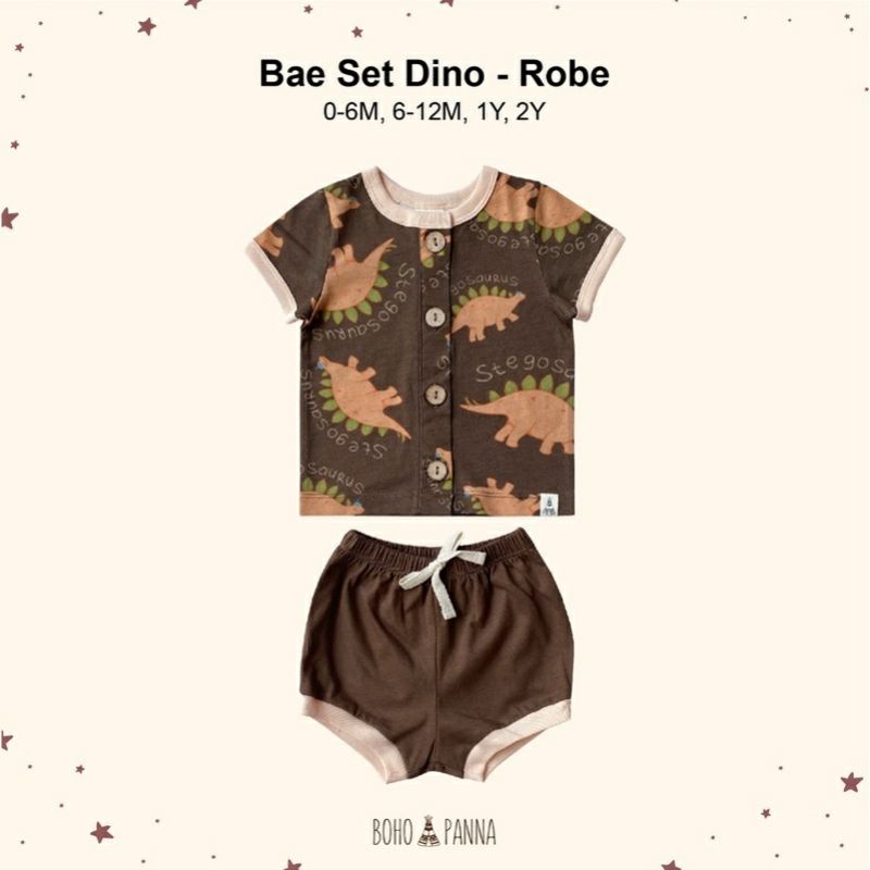 PEEK A BOO BABY SHOP - Bohopanna - Bohobaby Bae Set / Bae Set Dino Series / Setelan Bayi / Baju Bayi-Robe