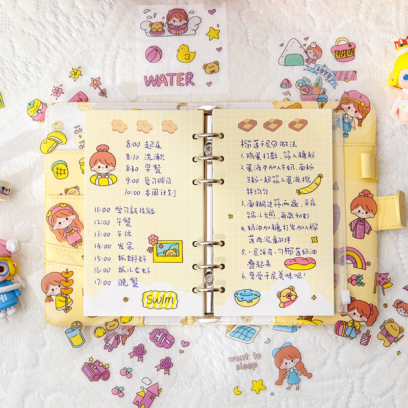 100 Lembar Stiker Motif Kartun Perempuan Untuk Dekorasi DIY