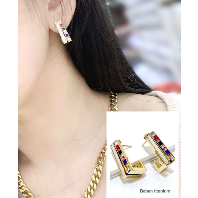 Anting Titanium asli Premium Quality Anti karat anti alergi  earring Stainless Steel anti karat anti alergi Ta-020