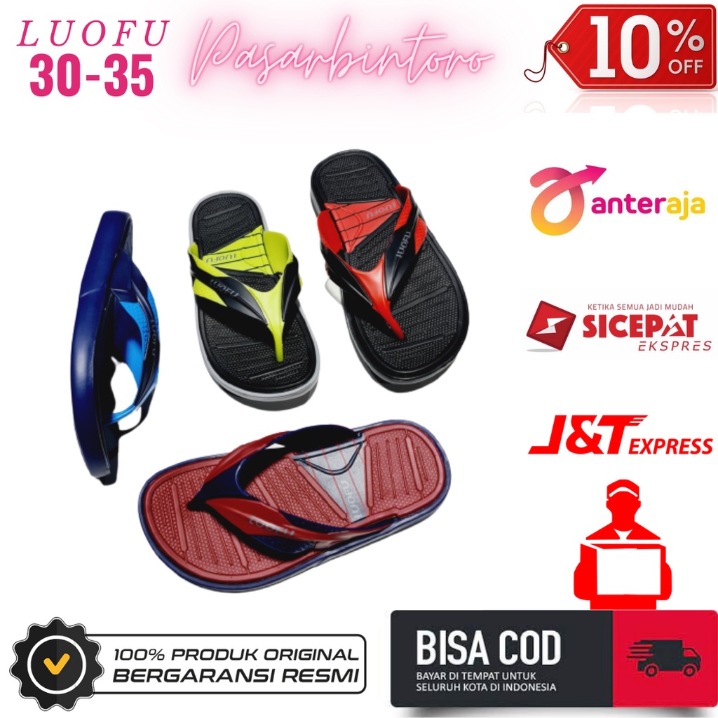 Terbaru luofu E6155-19J /A21S/ 6155-E42 sandal jepit anak laki tanggung empuk ringan size 30-35 Term