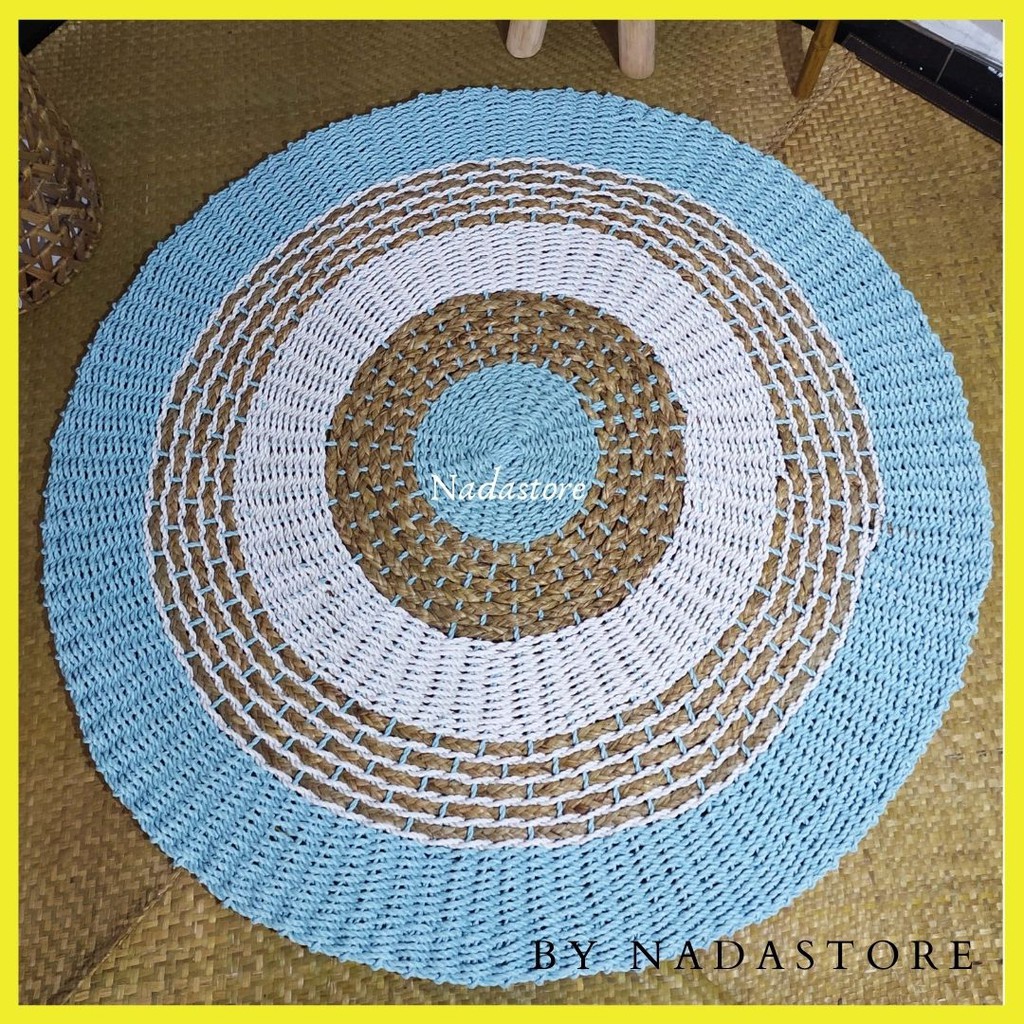 Rug seagrass bulat 120 cm / karpet lantai / floor mat / anyaman seagrass