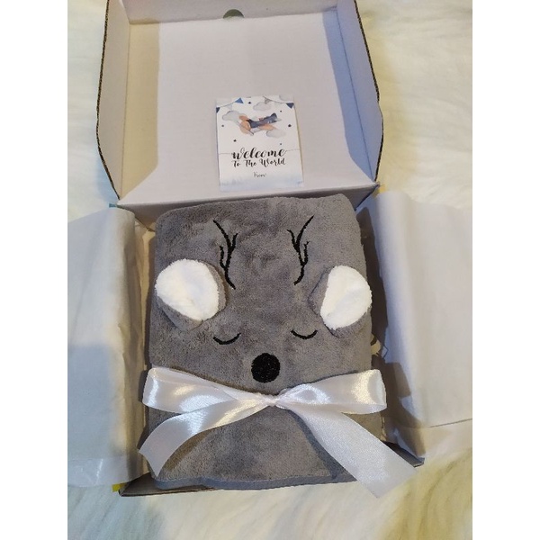 Kado bayi| Hampers bayi| Parcel bayi| Baby gift set| Kado lahiran bayi| Handuk boy&girl-rusa abu