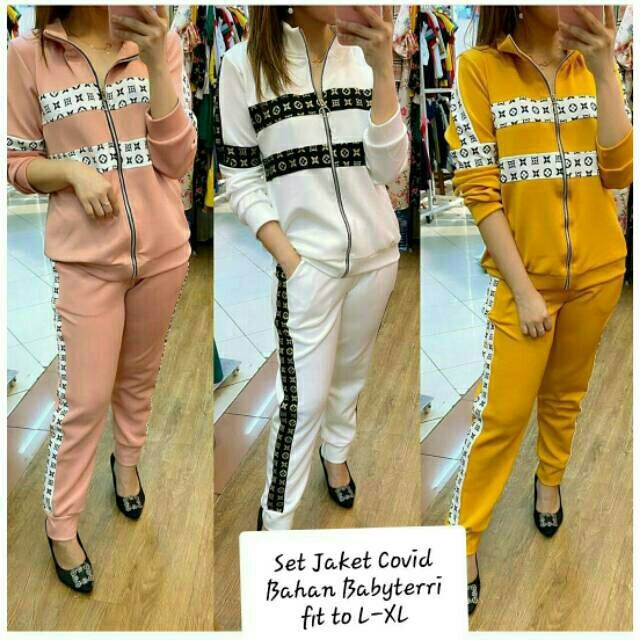 Ms (COD)Set Jaket Covid / setelan jaket training