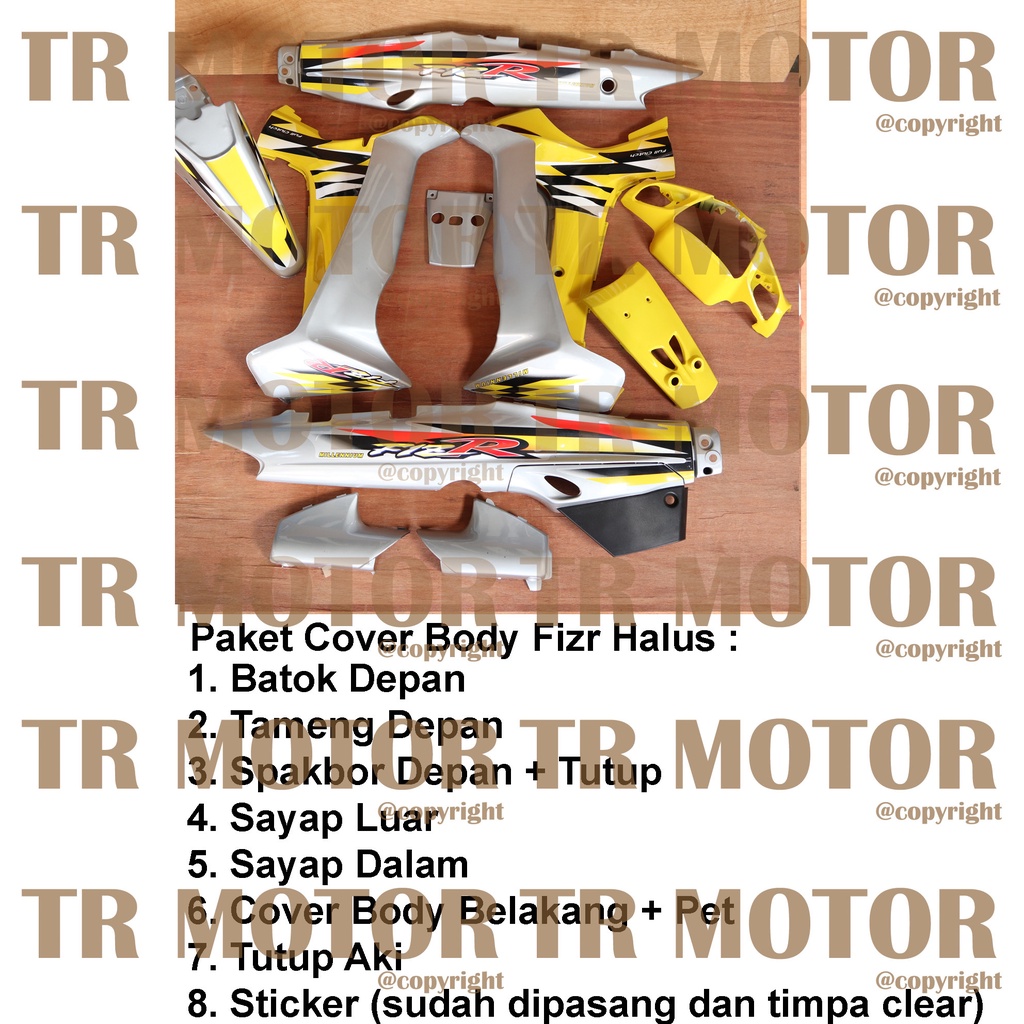 Cover Body Fizr F1zr Millenium Kuning Silver Full Set Halus Cover Bodi Yamaha Fiz r