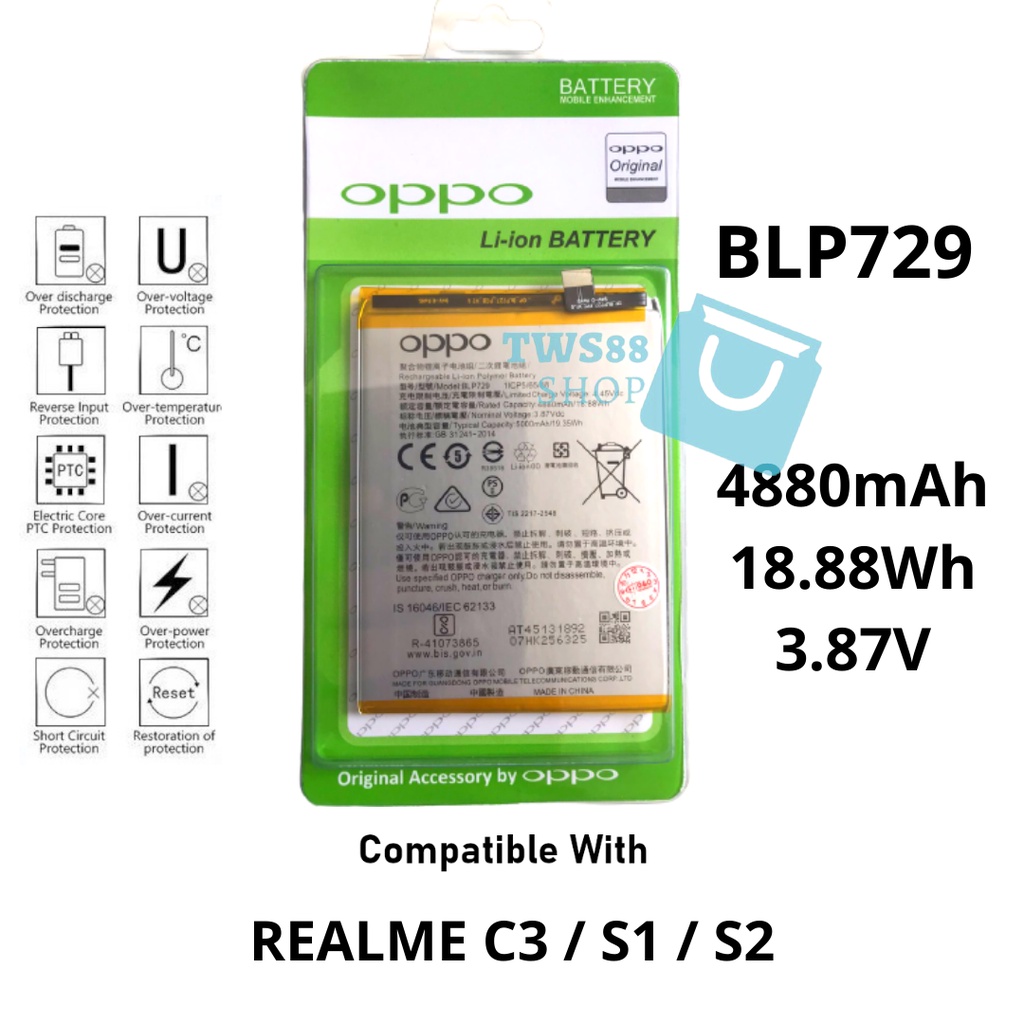 (TWS) Batre Battery Baterai Original Oppo BLP729 C3 / S1 /S2