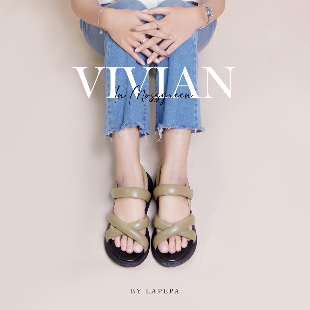 AVLINSTORE - tipe VIVIAN full color Sepatu Sandal Wanita Wedges Model Silang dua Tali Strap Belakang Hak Tinggi Sole 3 cm