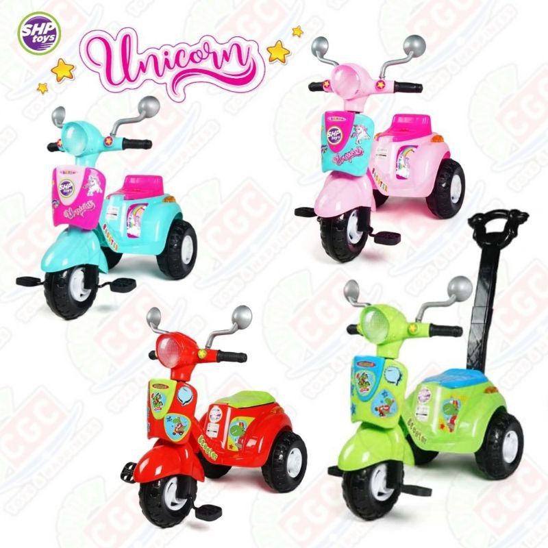 Scooter SHP 609/mainan tunggang roda tiga/ada musik dan dorongan