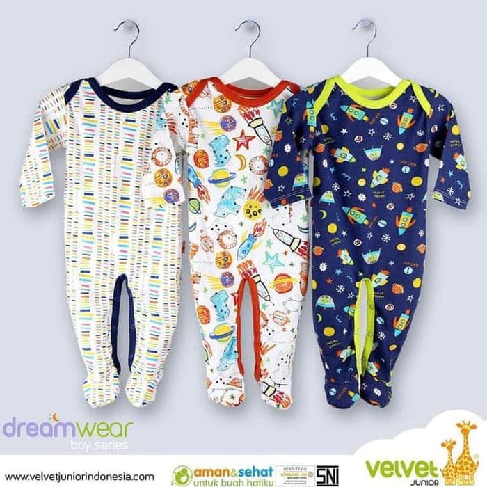 SNI jumper Sleepsuit Dreamware Velvet Junior, Sleepsuit anak pakaian Tidur Bayi velvet Pajama bayi