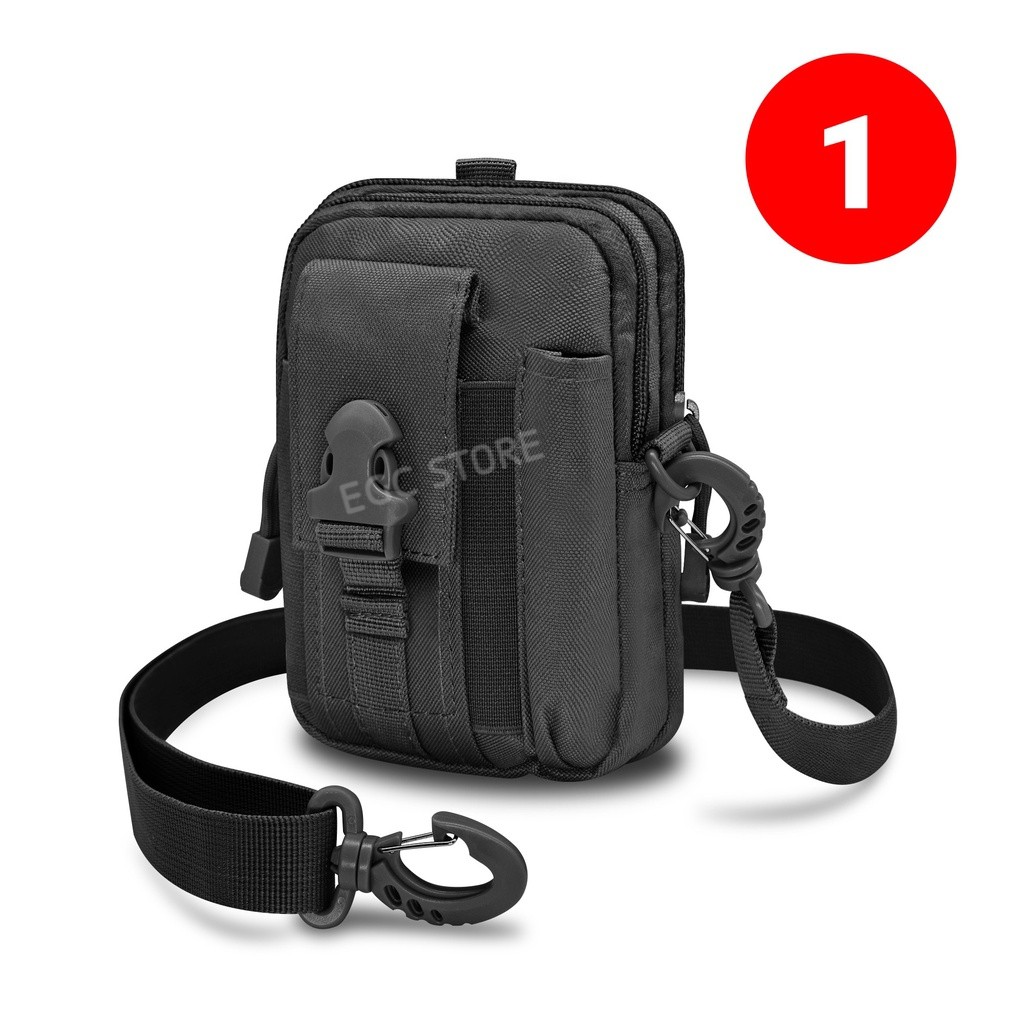 TAS PINGGANG HP / TACTICAL ARMY / FASHION TRAVELLING / TACTICAL MILITARY-HITAM TALI