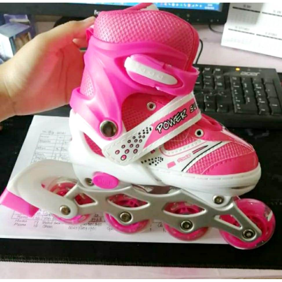 FREE Baut Bajaj SEPATURODA PINK Kids INLINE SKATE Free BAJAJ +packingDus+ TAS+KUNCI SEPATU RODA ANAK