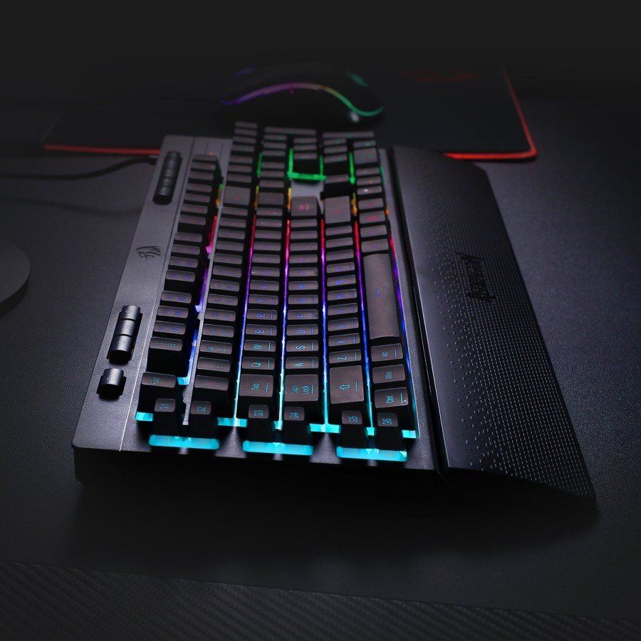 Keyboard gaming Redragon wired usb 2.0 gold Membrane multimedia Macro rgb fullsize with wrist Rest shiva k512rgb k512