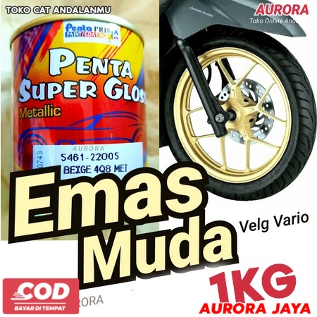 Cat Emas Muda 1KG Gold Velg Vario Penta Super Gloss Beige Metallic Metalic Metalik 1000 gram atau 10