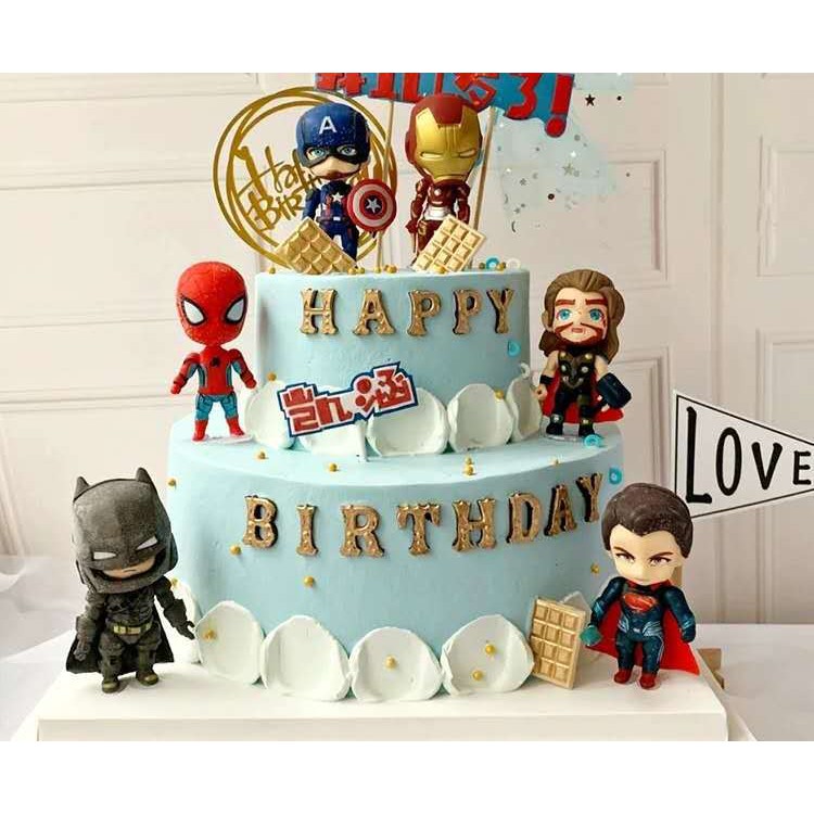 The Marvel Avengers Alliance Theme  Batman Spiderman Iron Man Figure Doll Toys Cake Topper Decoratio