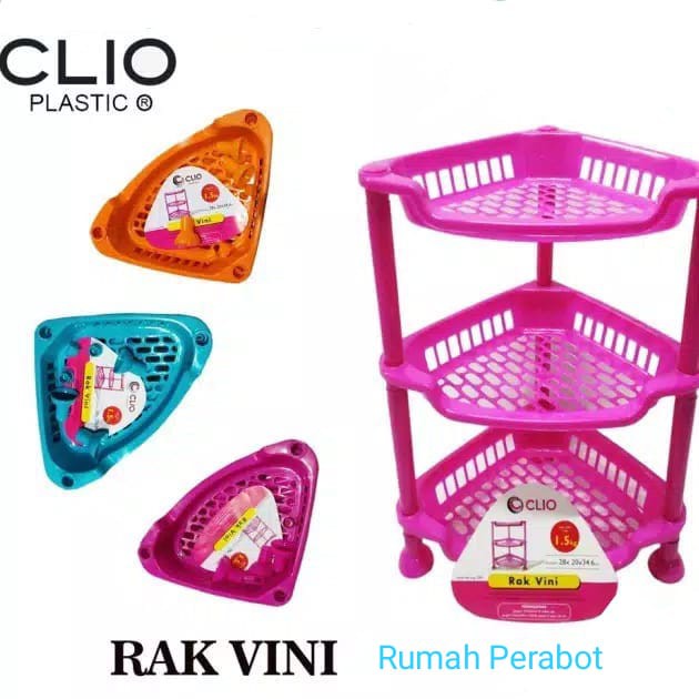 Rak Serbaguna Sudut 3 Susun / Rak Kosmetik / Rak Dapur / Rak Plastik /Rak Susun