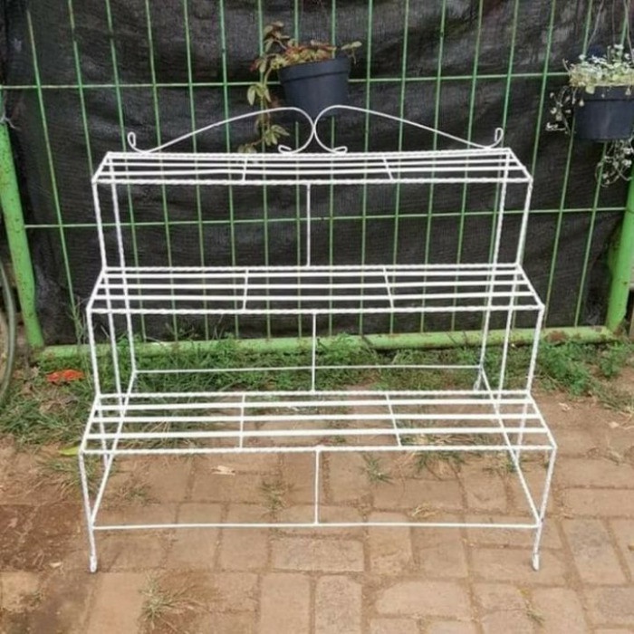 Rak Tanaman - Rak Pot Besi Tanaman 3 Susun Putih(Gojek Only)