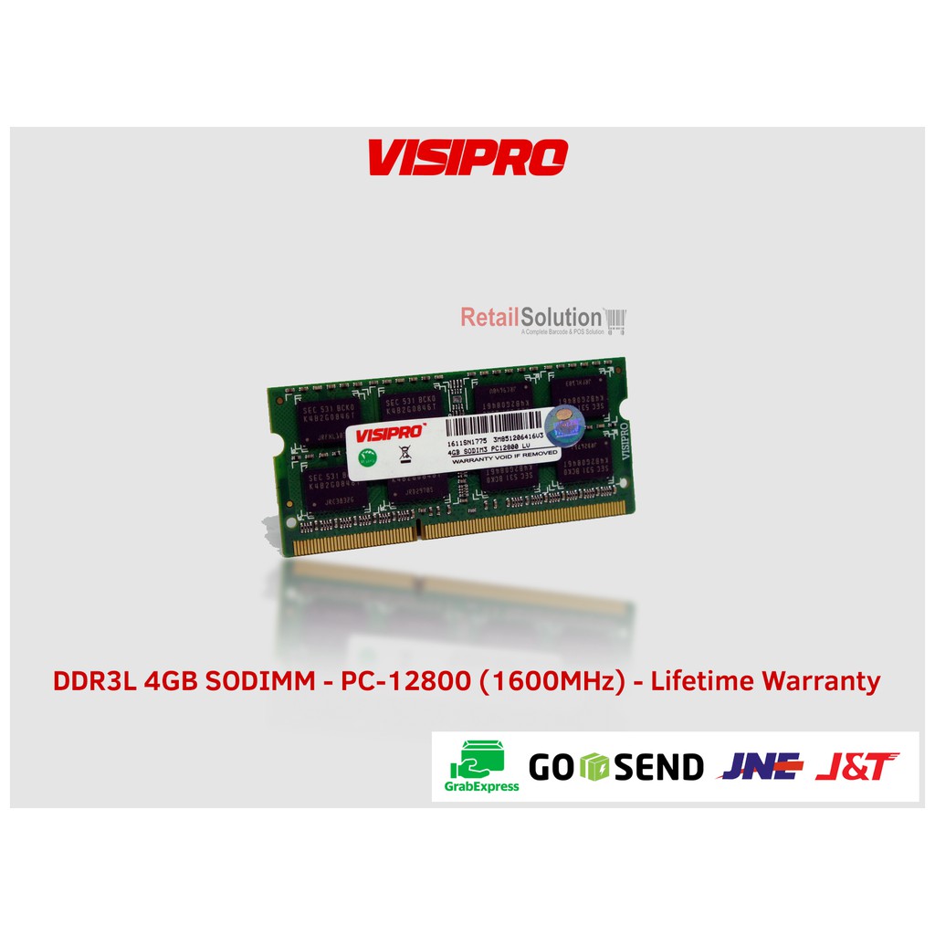 RAM Visipro 4GB DDR3L PC-12800 SODIMM Untuk Laptop/Mini PC