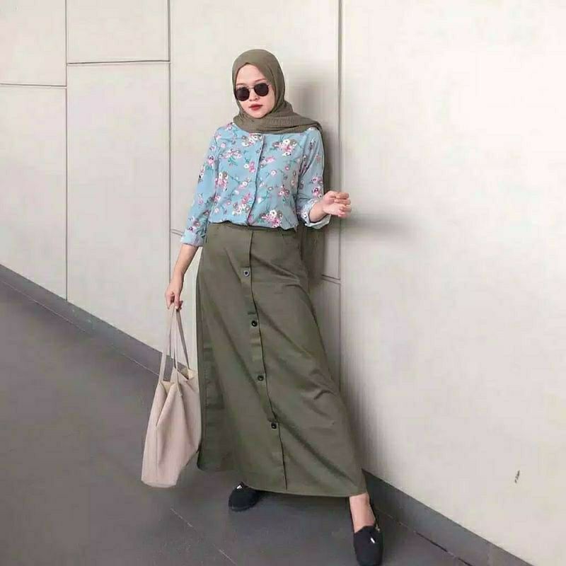 Casual button skirt // rok model kancing terbaru // rok span