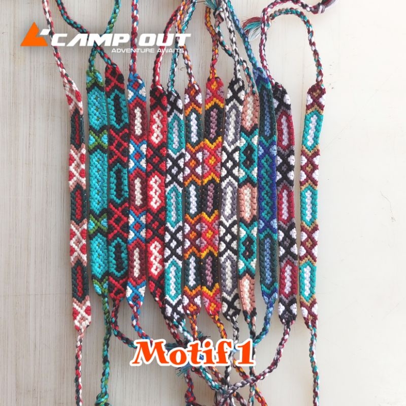 Gelang Rajut Khas Lombok Etnik - Gelang Rajutan Anyaman Benang Handmade - Gelang Friendship Bracelet - Gelang Gunung Pendaki