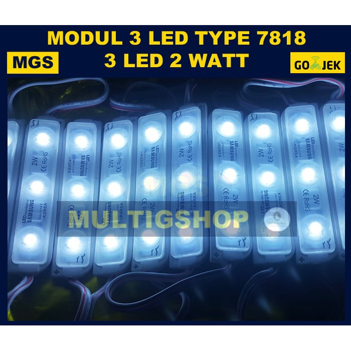 100 PCS LED MODUL 3030 3 LED 2W 7818 PUTIH